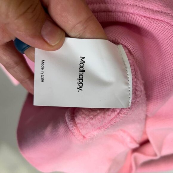 MAD HAPPY pink crewneck sweatshirt. Size small. Oversized fit. 100% cotton. New - Picture 4 of 10